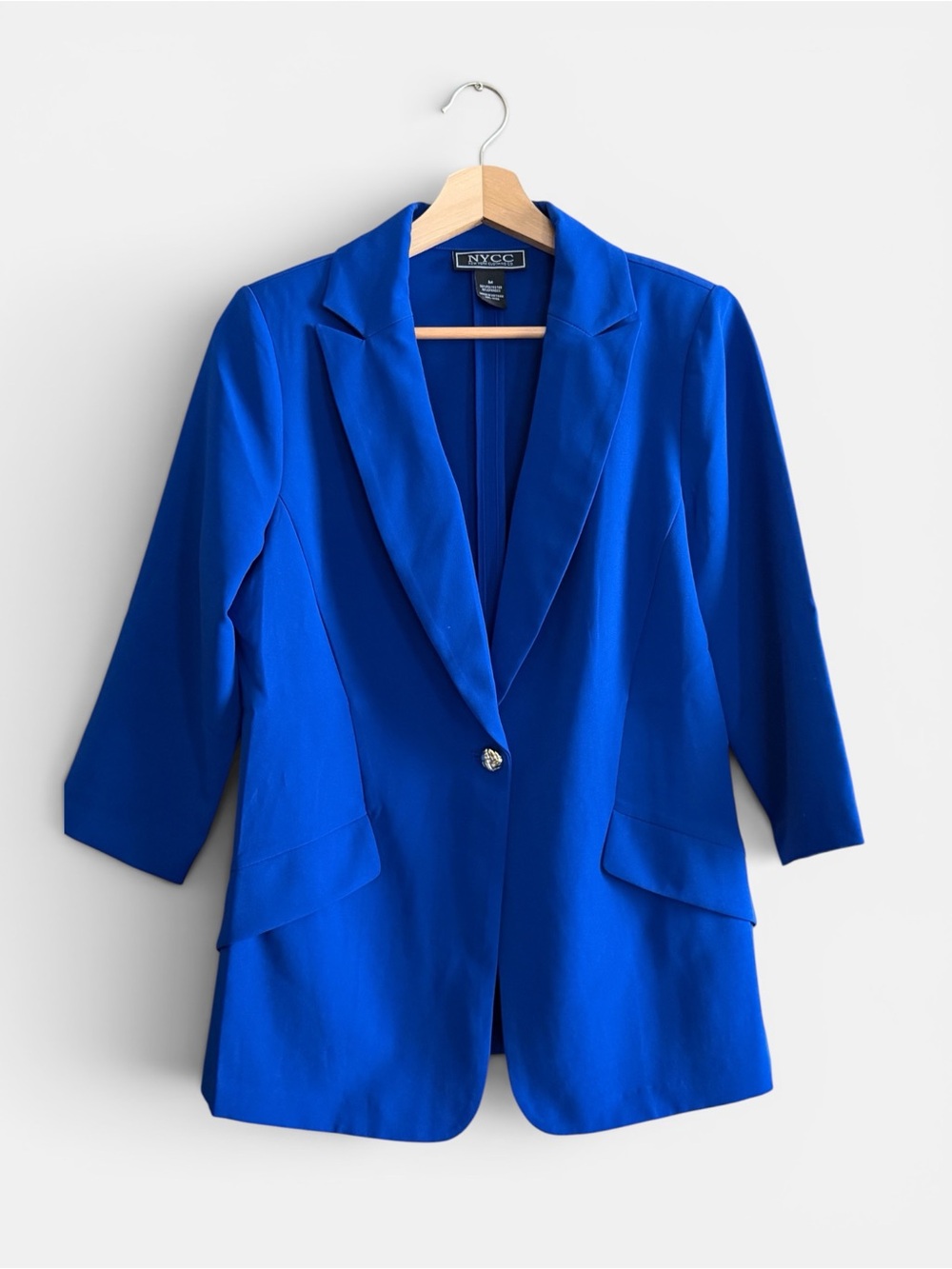NYCC New York Clothing Co. Royal Blue Open Front Blazer Jacket Size Medium